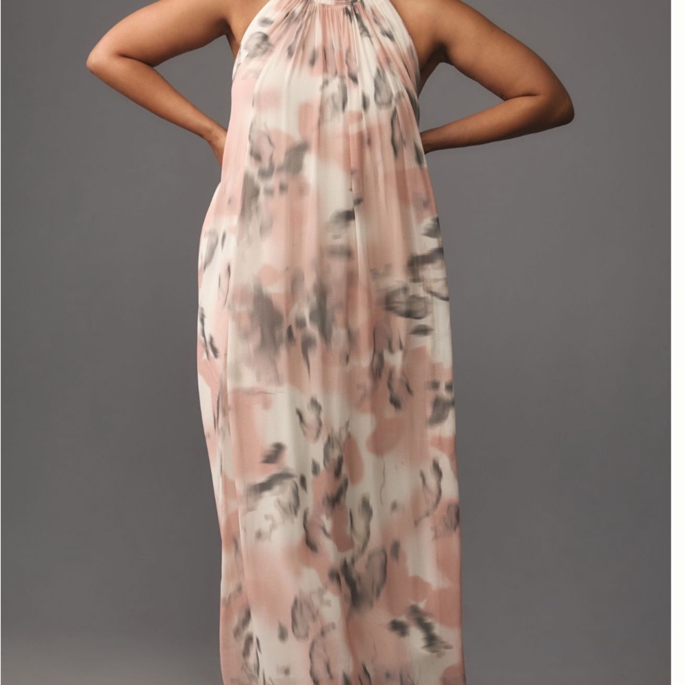 Anthropologie Blush and Charcoal Maxi Dress